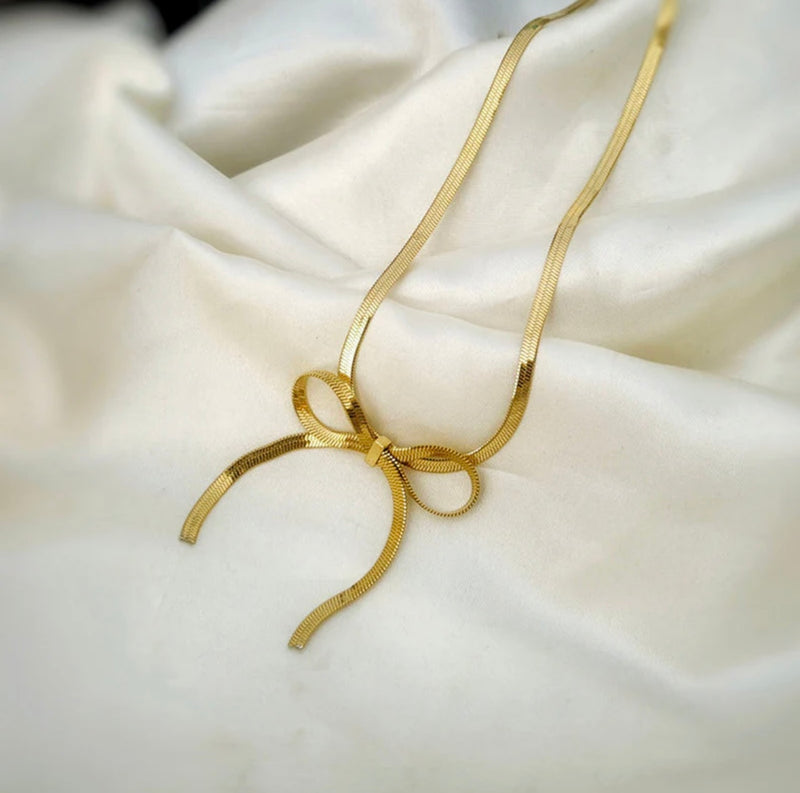 Sleek Snake Bow Necklace