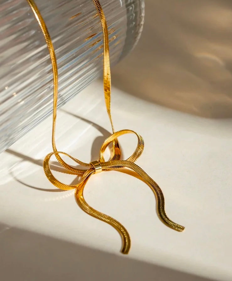 Sleek Snake Bow Necklace