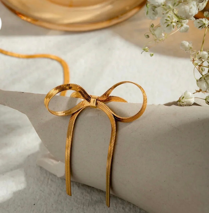 Sleek Snake Bow Necklace