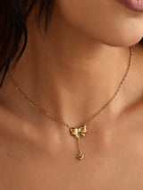 Bow Heart Drop Necklace