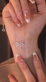Sparkling Bow Necklace